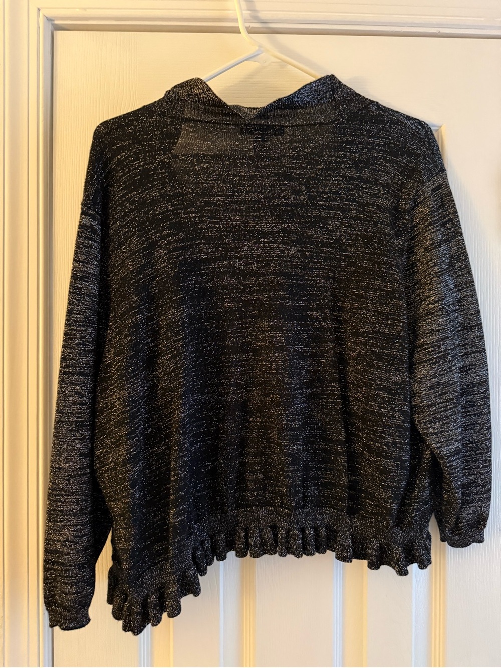 Sparkly Roz & Ali Black Ruffle-Trim Open Cardigan - Picture 2 of 3